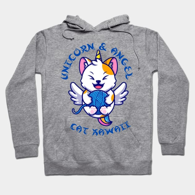 Unicorn and Angel Cat kawaii Hoodie by Flower Queen